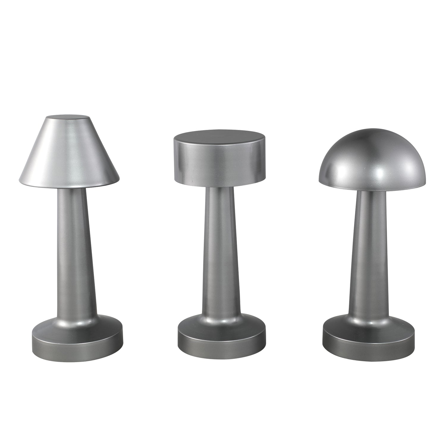SaraAnn Zilveren Aluminium LED Tafellampe Platte Ronde Kap 23x9x9 cm