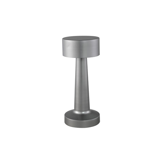 SaraAnn Zilveren Aluminium LED Tafellampe Platte Ronde Kap 23x9x9 cm