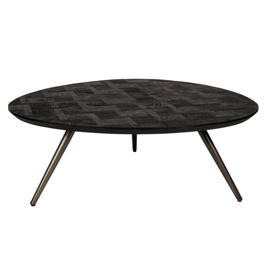 Fieron Black Wooden Coffee Table Organic Round