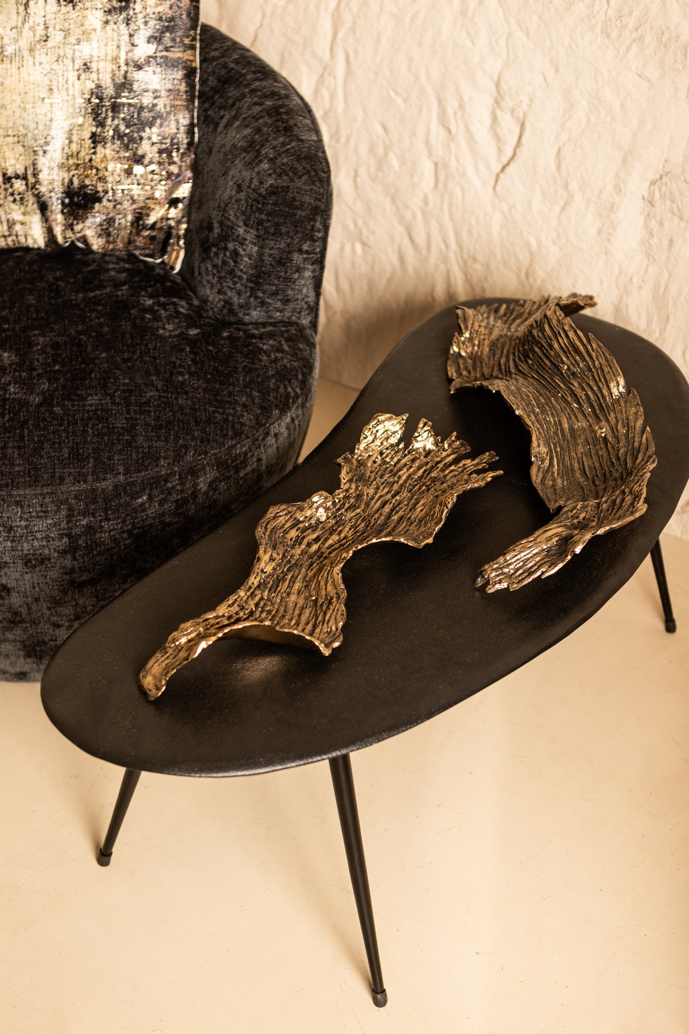 Aitana Gold Casted Alu Wavy Bowl Small