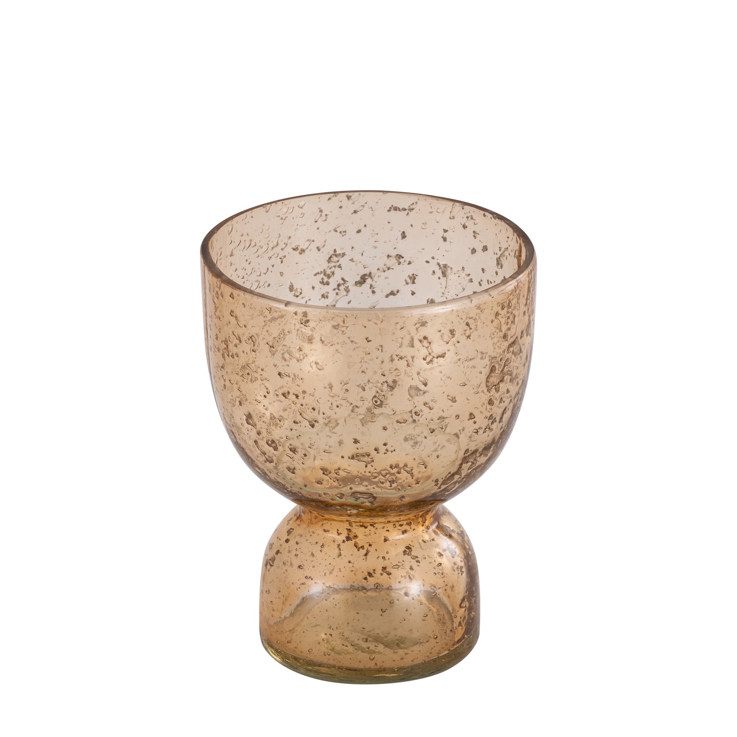 Laurynn Bruine Stenen Look Glazen Theelicht Op Voet S - Set van 6 Stuks - 6 Sets 12.5x12x12 cm