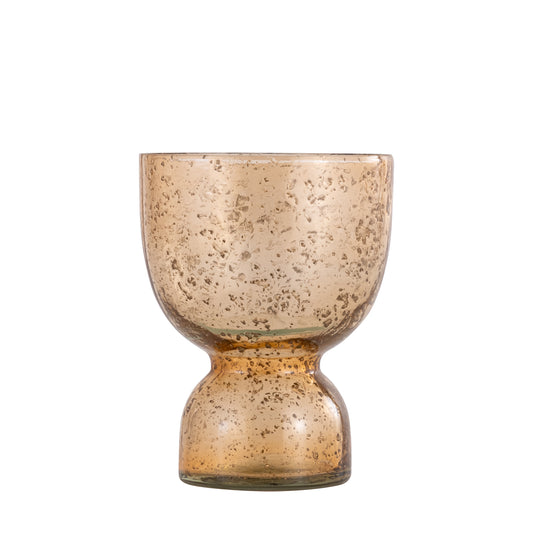 Laurynn Bruine Stenen Look Glazen Theelicht Op Voet S - Set van 6 Stuks - 6 Sets 12.5x12x12 cm