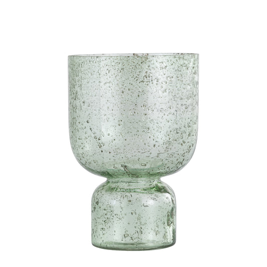 Laurynn Groen Stenen Look Glazen Theelichthouder L - Set van 2 - 2 Sets 20x14x14 cm