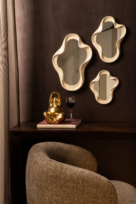 Hannah Cream Poly Organic Shaped Mirror Shiny S