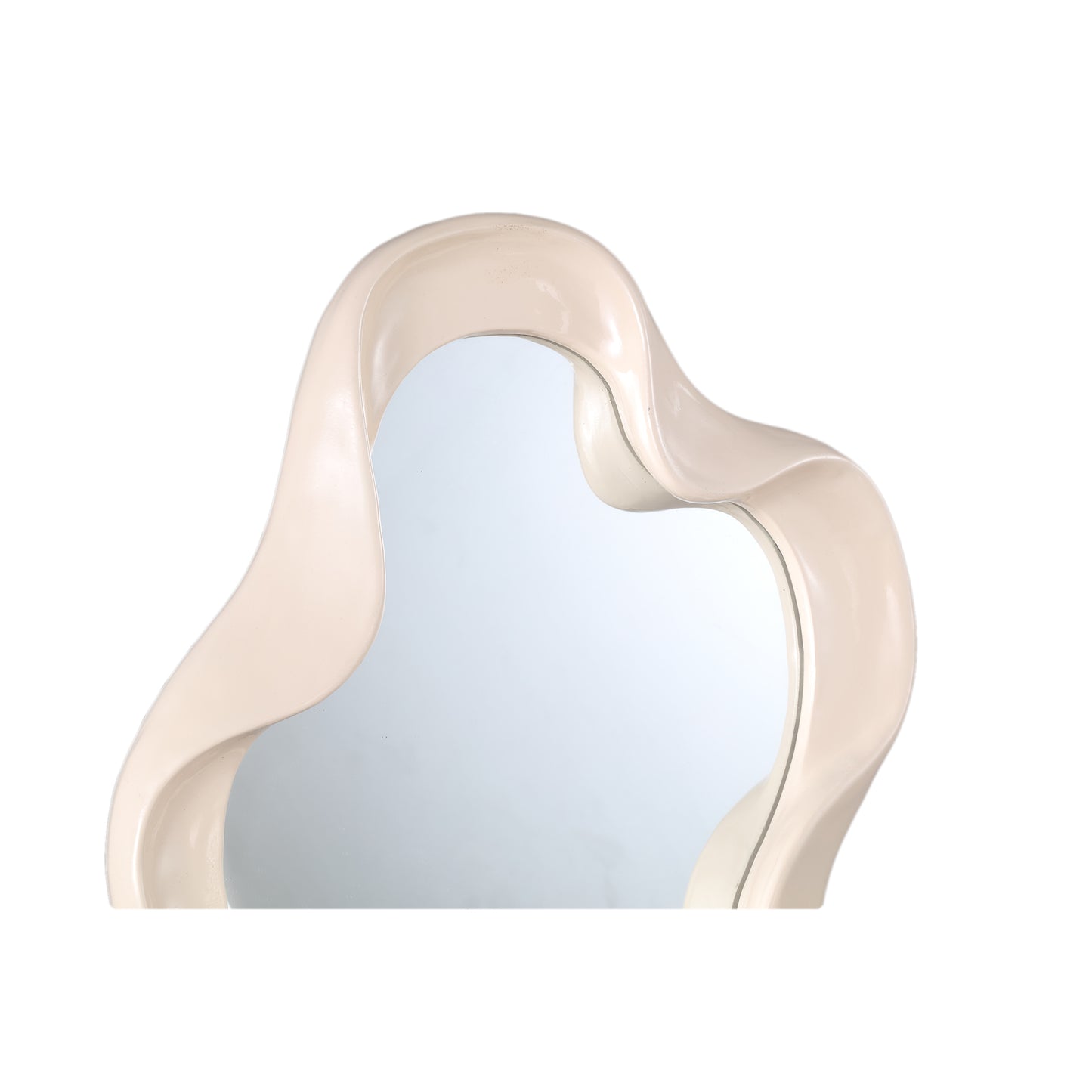 Hannah Cream Poly Organic Shaped Mirror Shiny L