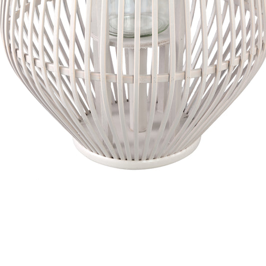 Lysia Sand Round Bamboo Lantern With Glass L