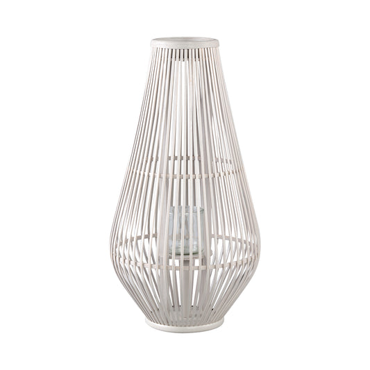 Lysia Zand Ronde Bamboe Lantaarn Met Glas Set Van 2 Stuks L - 2 Sets 68x35x35 cm
