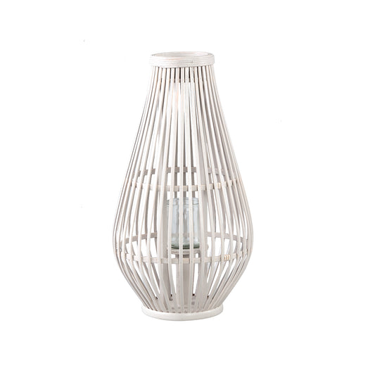 Lysia Zand Ronde Bamboe Lantaarn Met Glas Set Van 2 - 2 Sets 48x25x25 cm