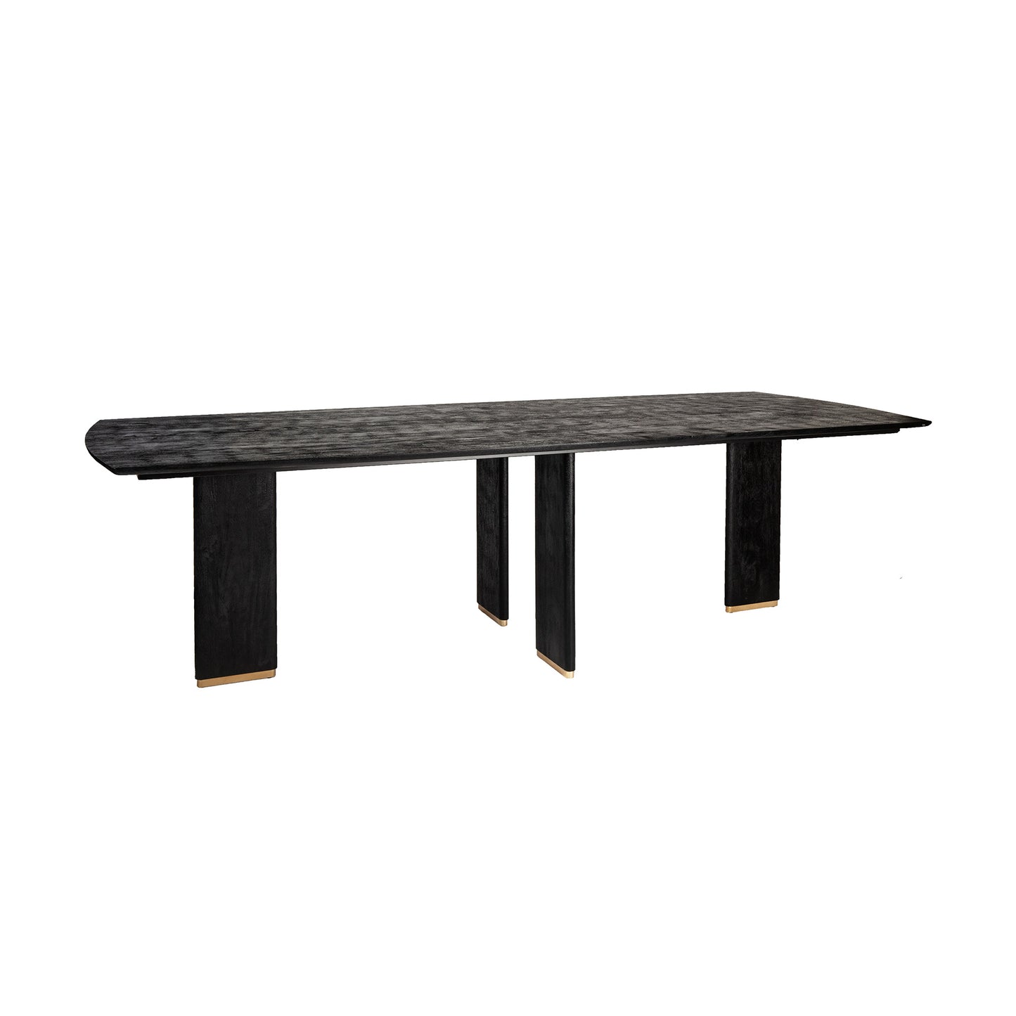 Liber Zwarte Mangohout Eettafel 240cm Gouden Poot 77x240x100 cm