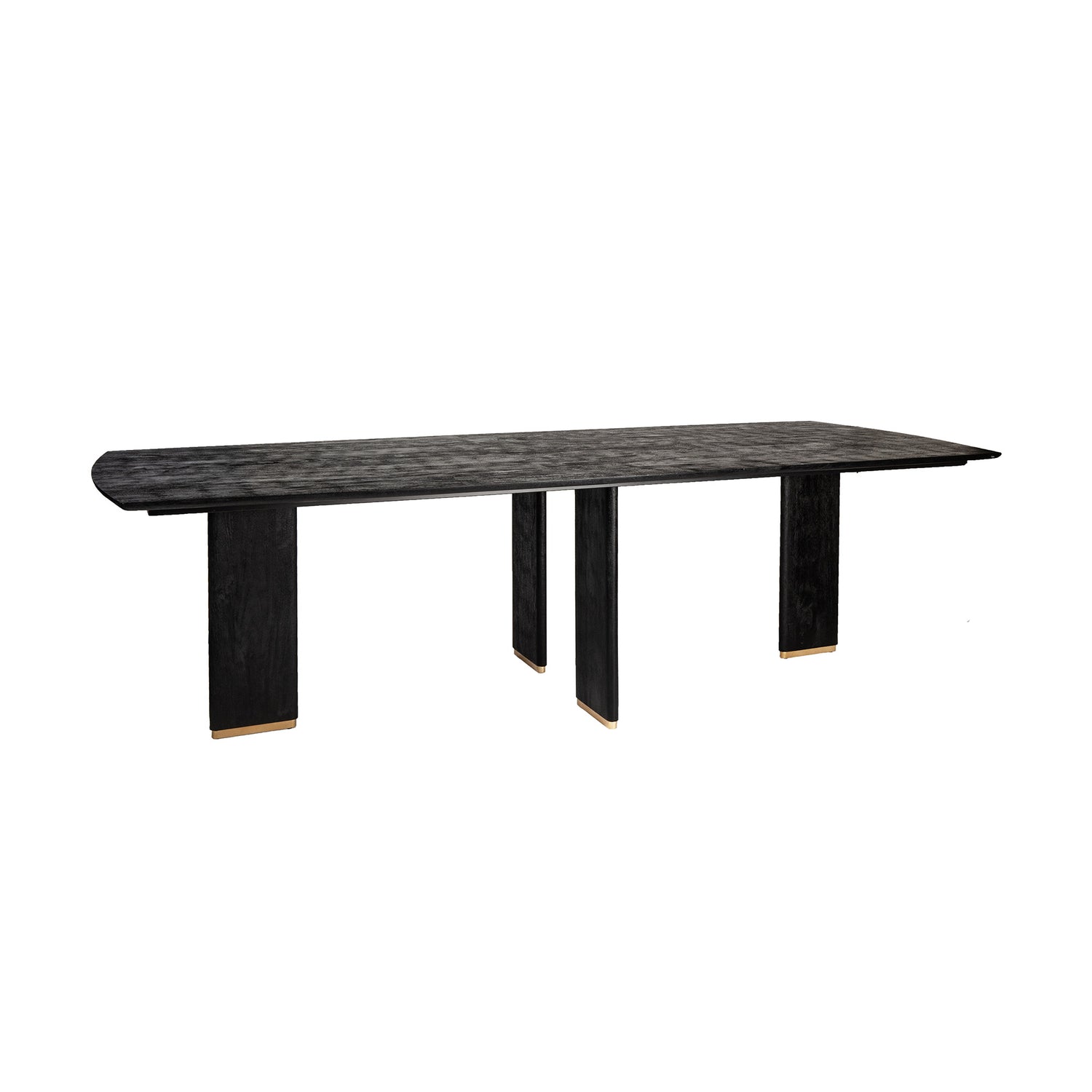 Liber Zwarte Mangohout Eettafel 240cm Gouden Poot 77x240x100 cm