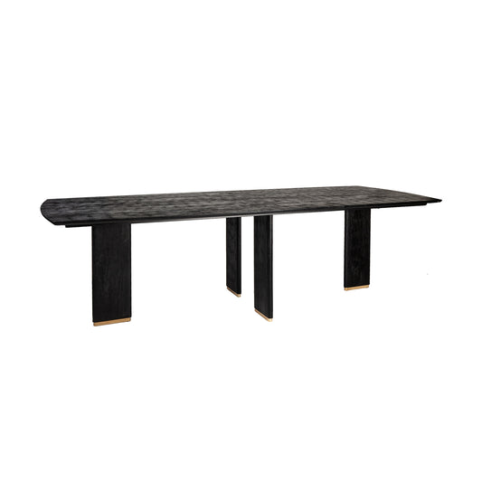 Liber Zwarte Mangohout Eettafel 240cm Gouden Poot 77x240x100 cm