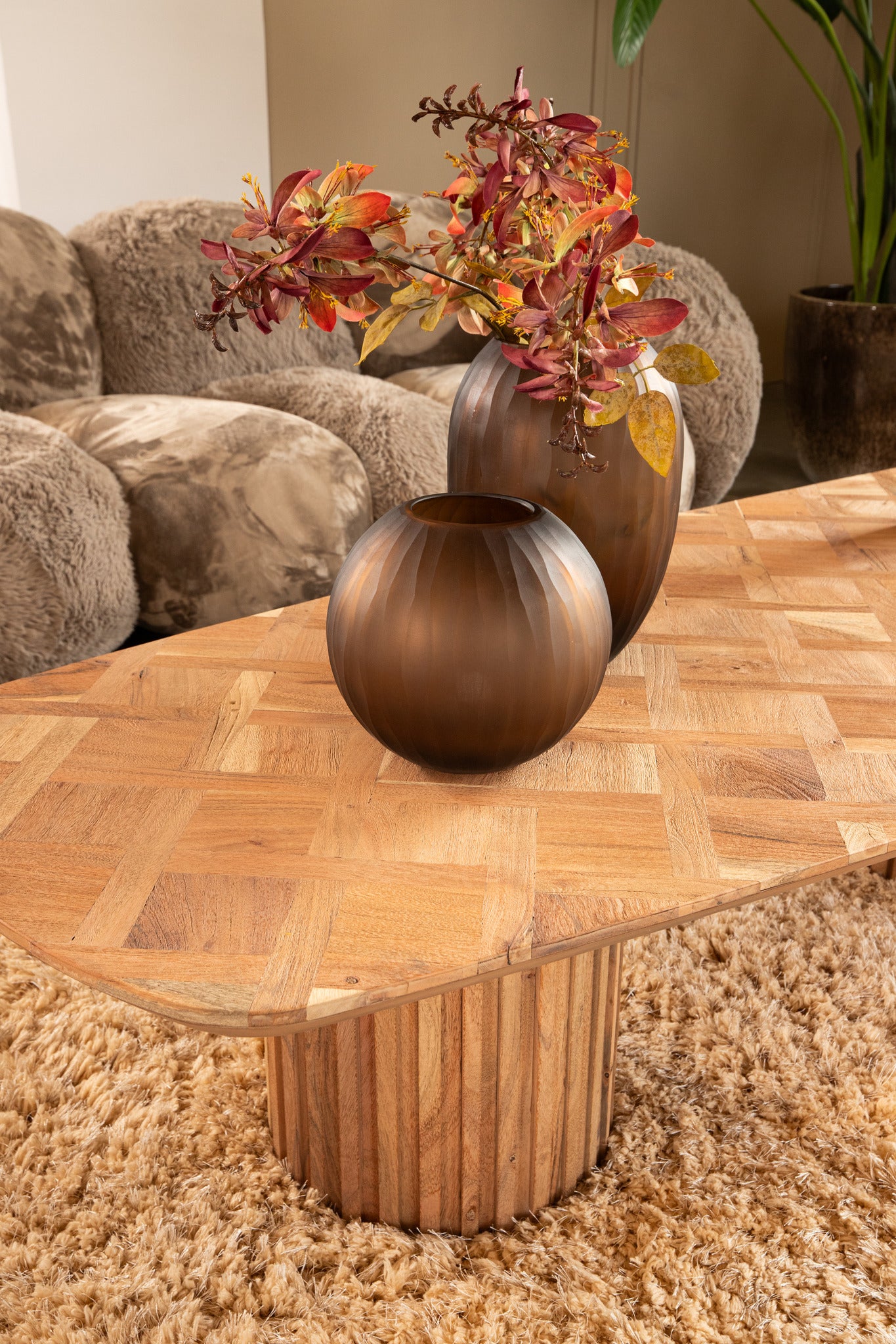 Fieron Natural Wooden Coffee Table Double Rnd Base