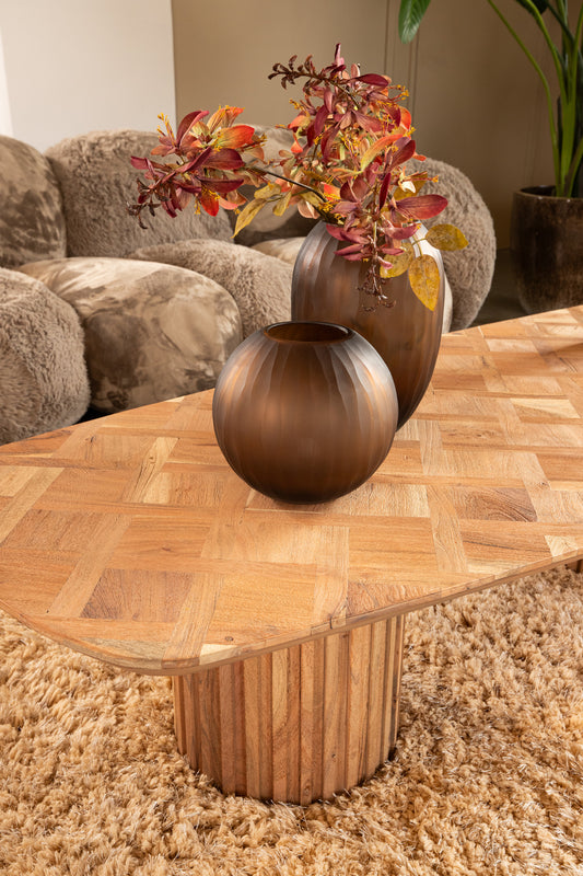 Fieron Natural Wooden Coffee Table Double Rnd Base