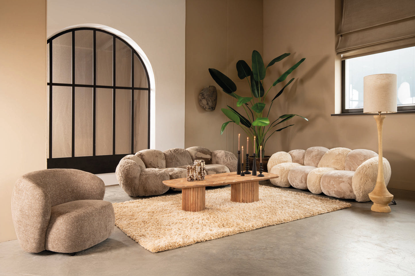 Fieron Natural Wooden Coffee Table Double Rnd Base