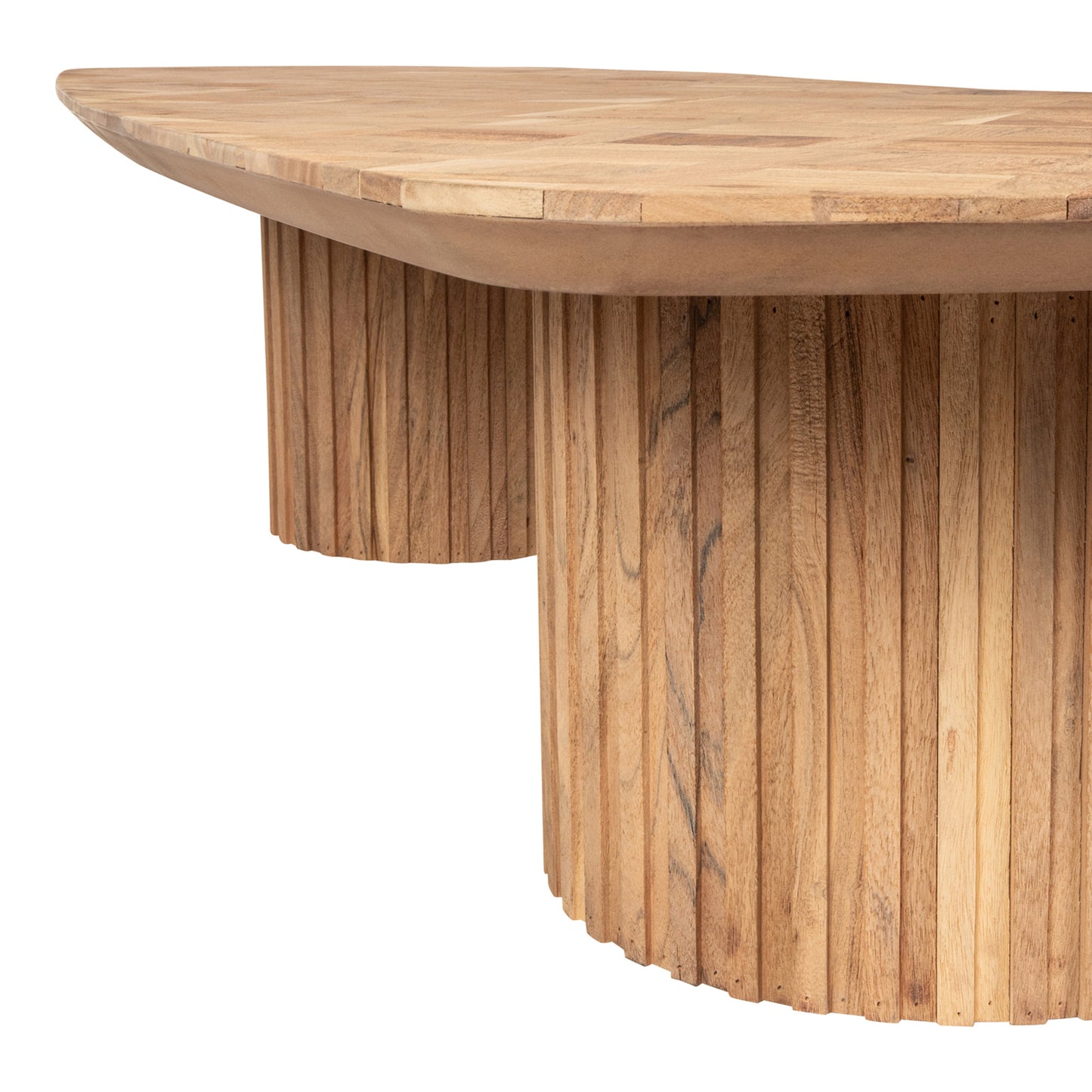 Fieron Natural Wooden Coffee Table Double Rnd Base