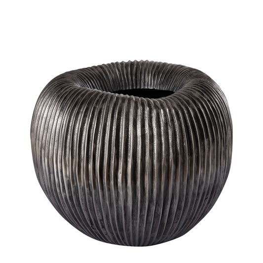 Russel Zilveren Aluminium Pot Laag Geribd Groot 34x40x40 cm
