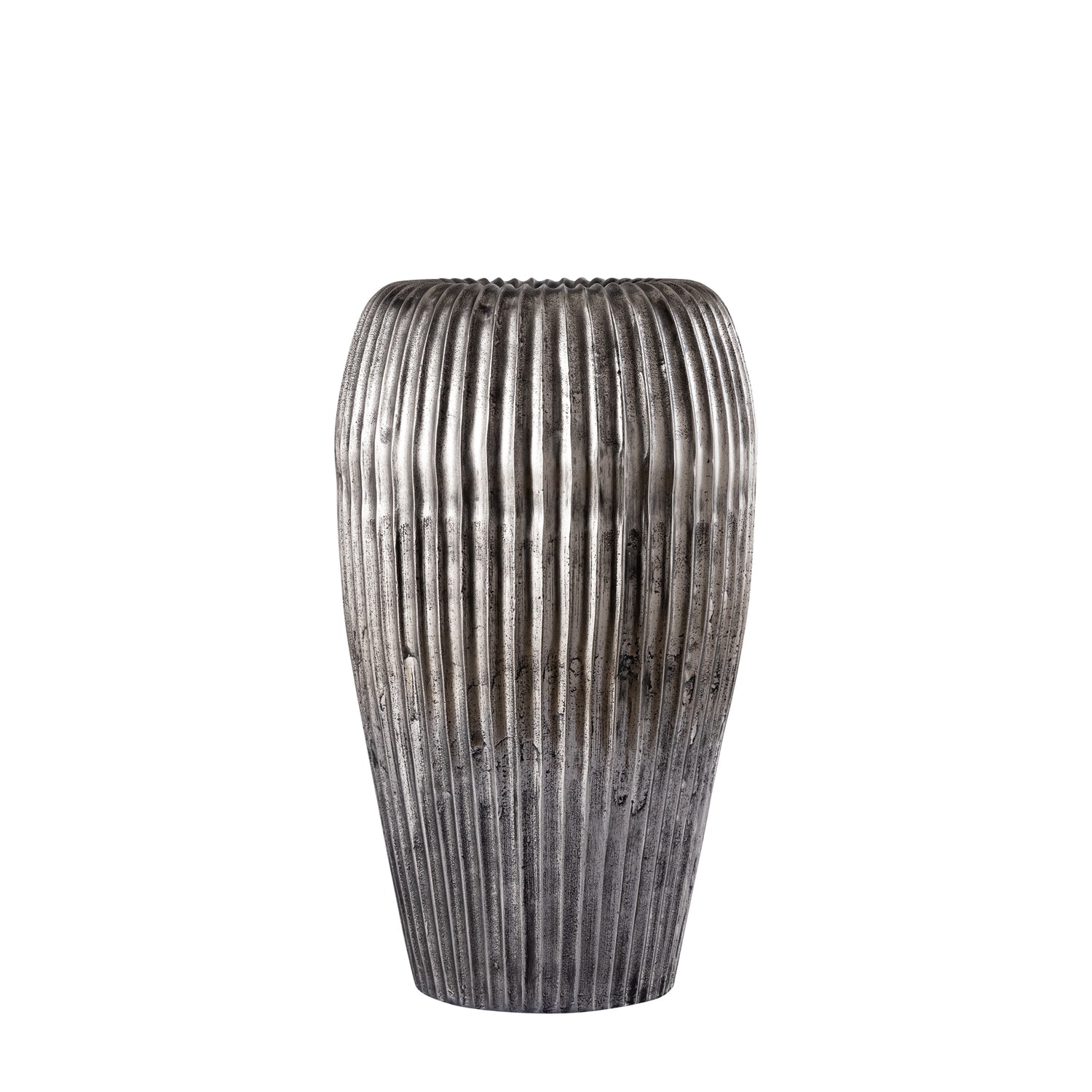 Russel Zilveren Aluminium Pot Hoog Geribd Klein 50x30x26 cm