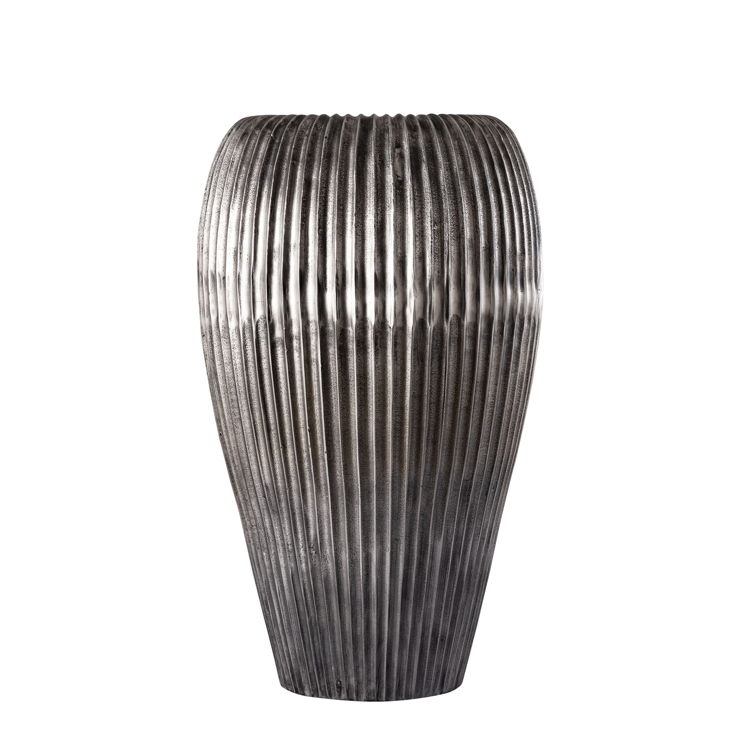 Russel Zilveren Aluminium Pot Hoog Geribfeld Groot 63x35x32 cm