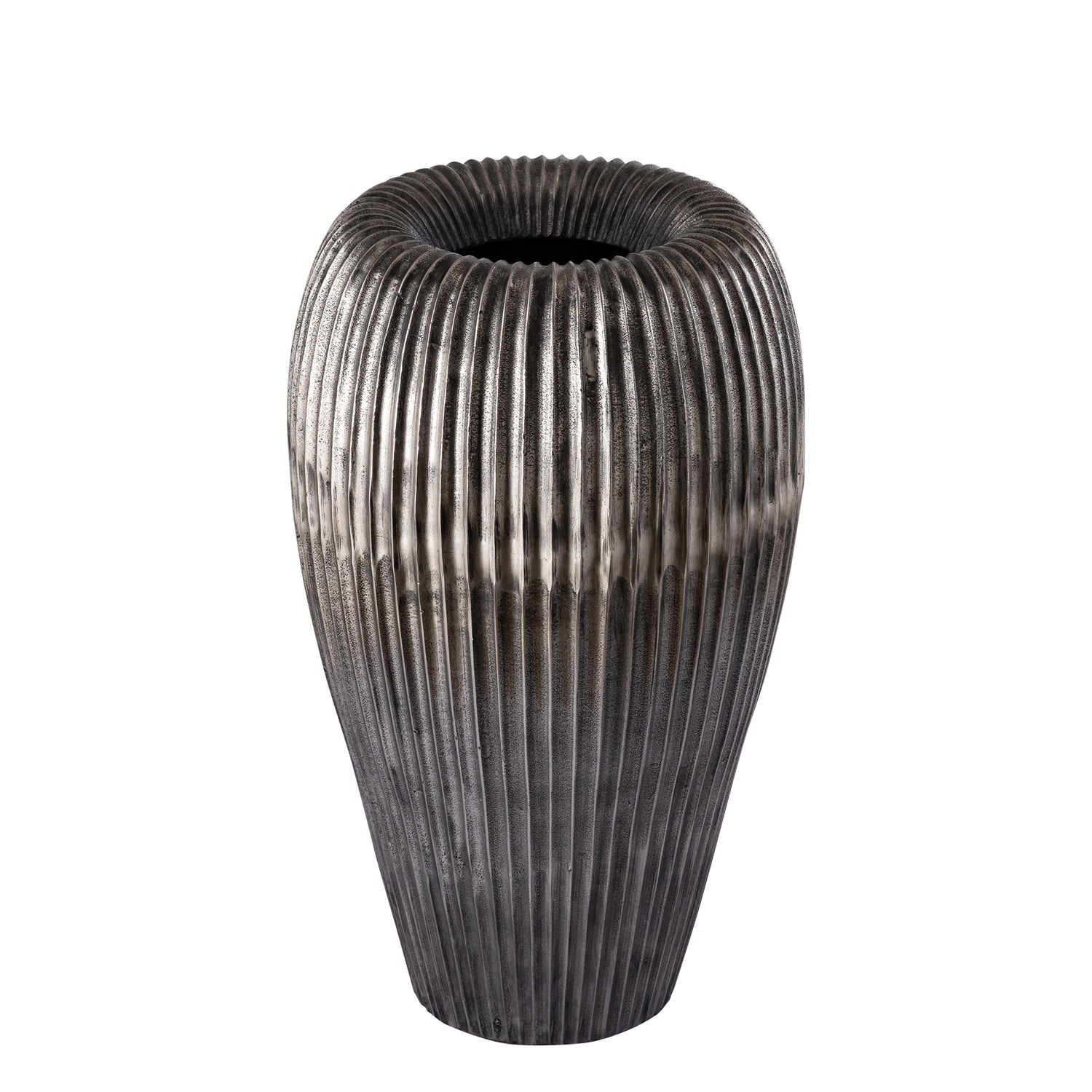 Russel Zilveren Aluminium Pot Hoog Geribfeld Groot 63x35x32 cm