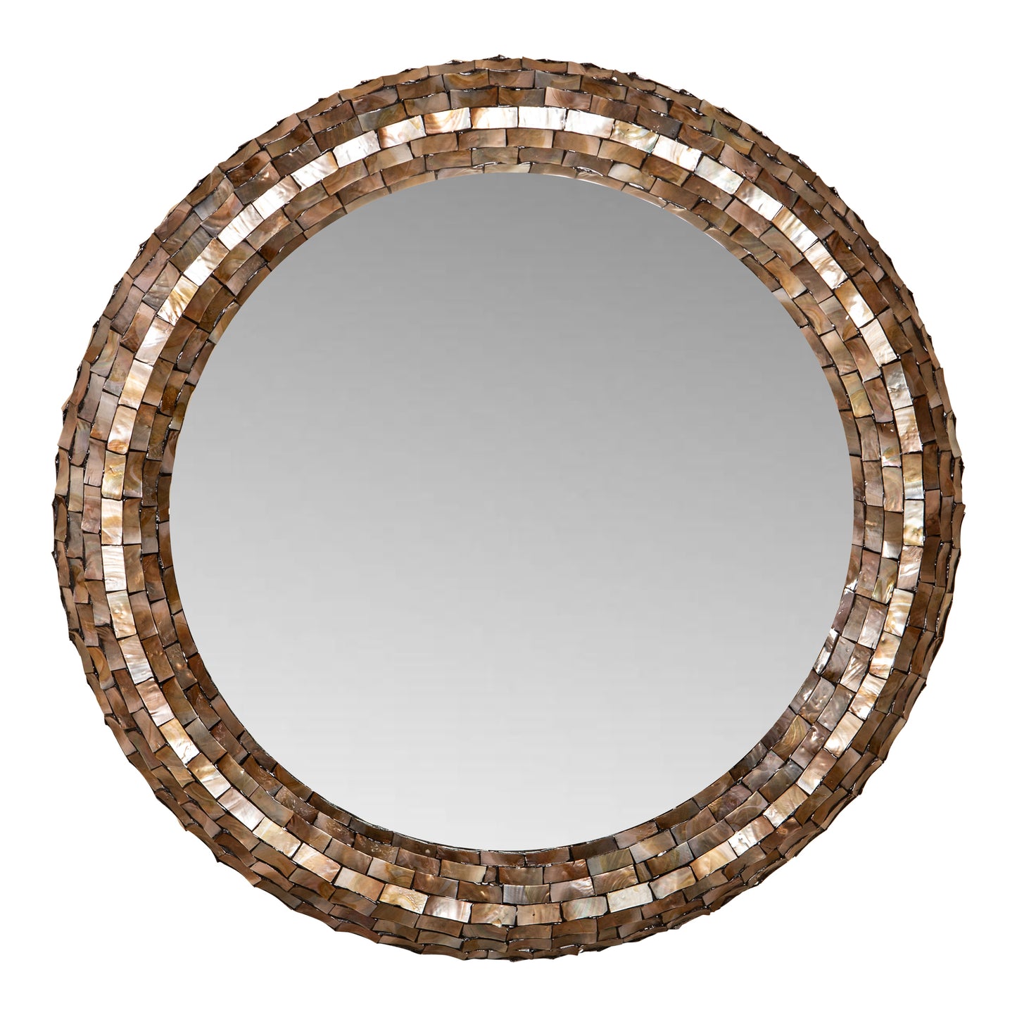Chelsae Brons Poly Ronde Schelp Spiegel Groot 82x82x6 cm