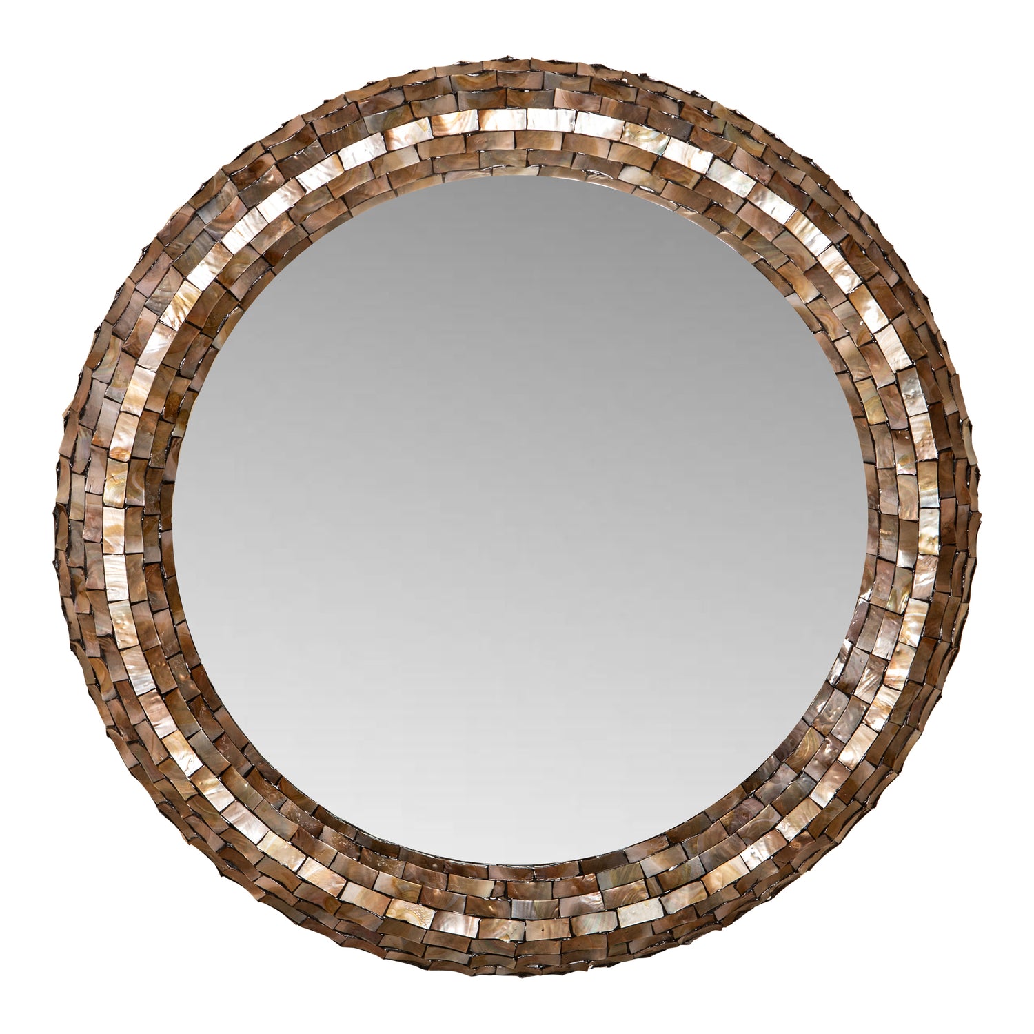 Chelsae Brons Poly Ronde Schelp Spiegel Groot 82x82x6 cm
