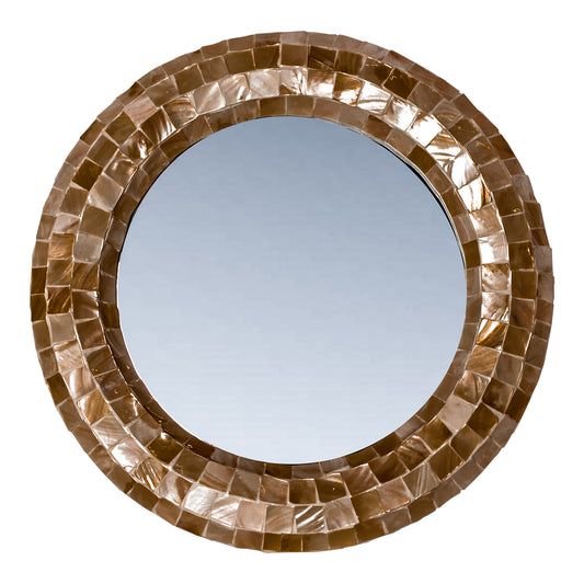 Chelsae Brons Poly Ronde Schelp Spiegel Klein 62x62x6 cm