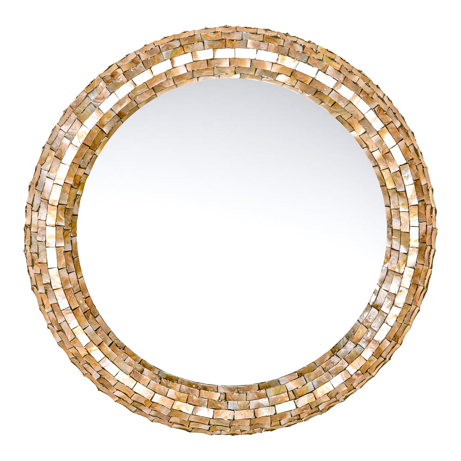 Chelsae Crème Poly Ronde Shell Spiegel Groot 82x82x6 cm