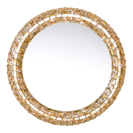 Chelsae Crème Poly Ronde Shell Spiegel Groot 82x82x6 cm