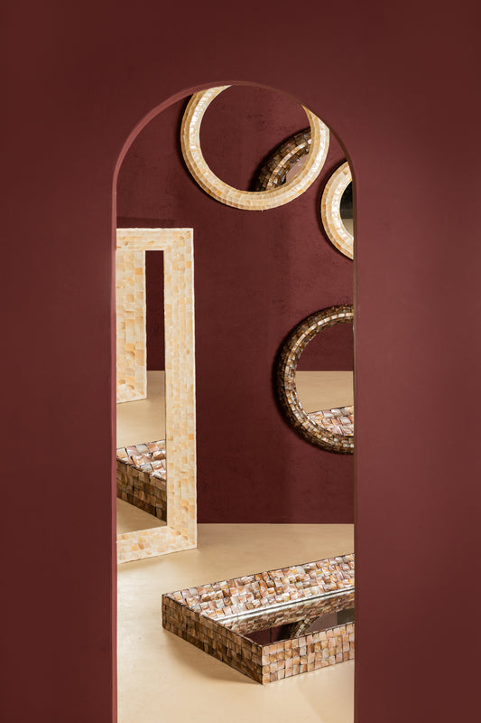 Chelsae Bronze Poly Rectangle Shell Mirror