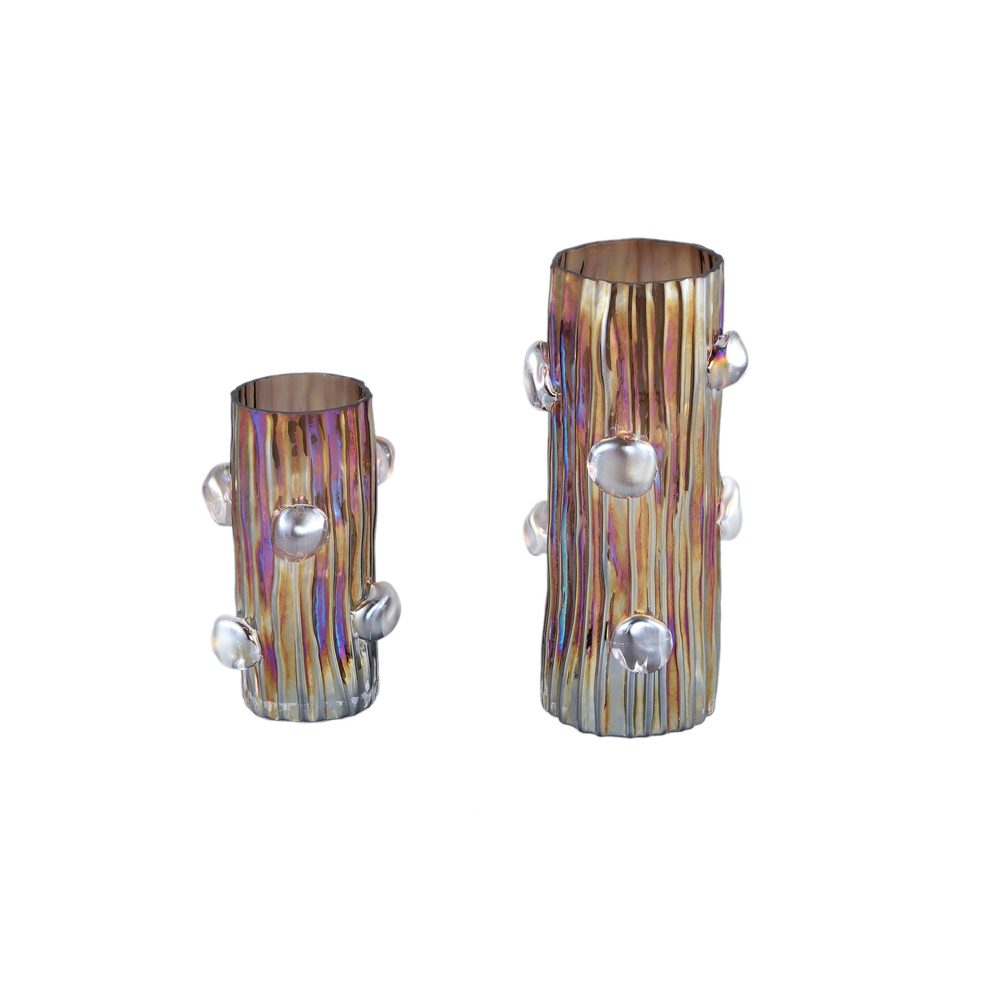 Parke Bruine Glazen Vaas Met Stippen Rond S 25.5x16x15.5 cm