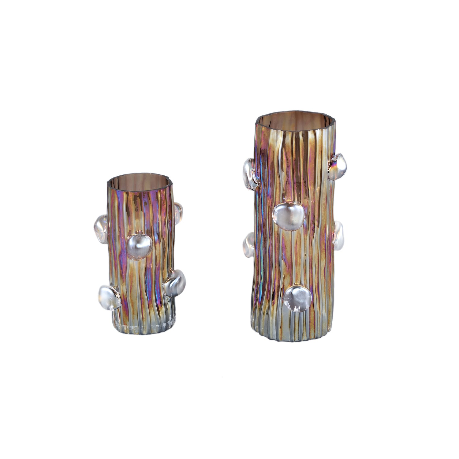 Parke Bruine Glazen Vaas Met Stippen Rond S 25.5x16x15.5 cm