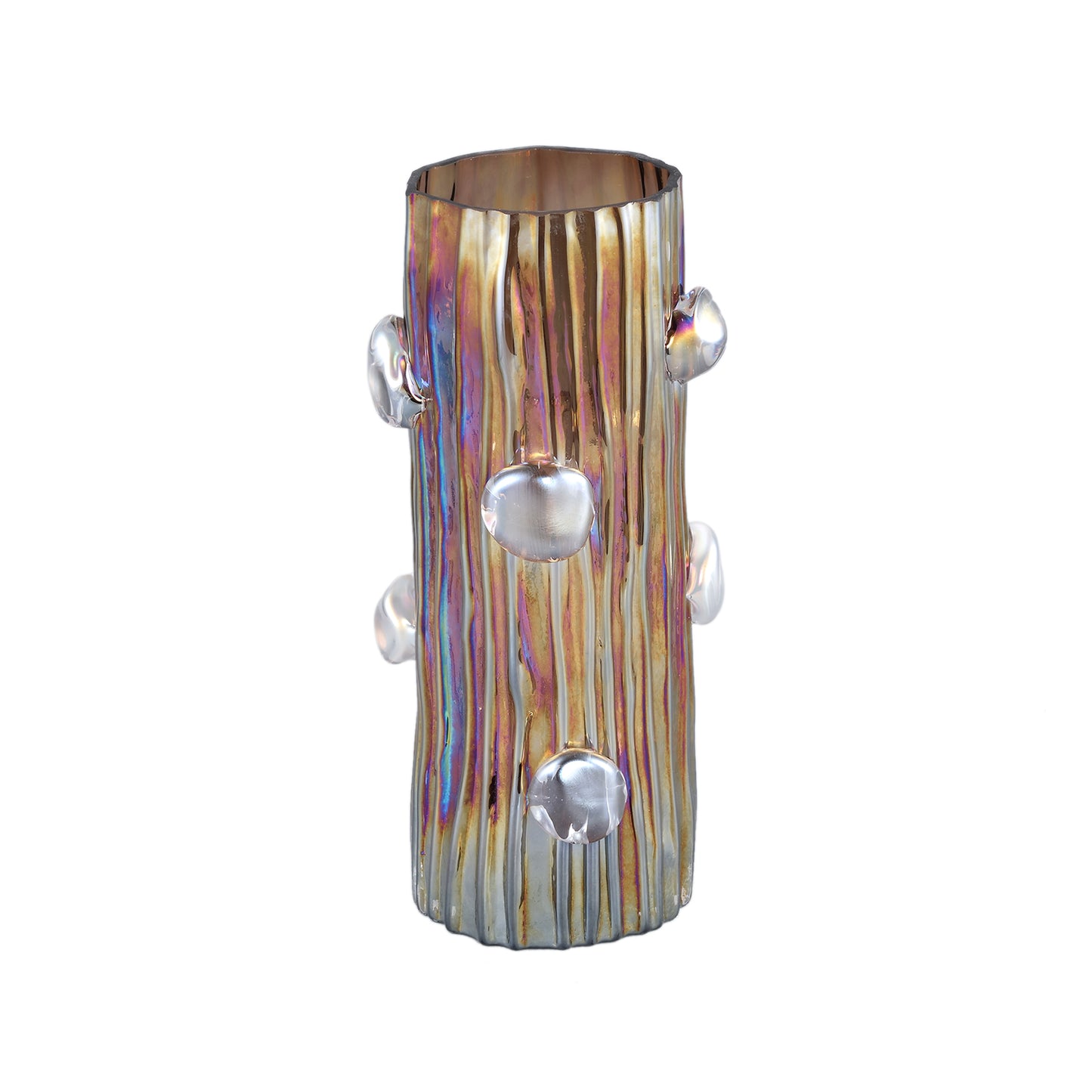 Parke Bruine Glazen Vaas Met Stippen Rond L 37x18x17.5 cm
