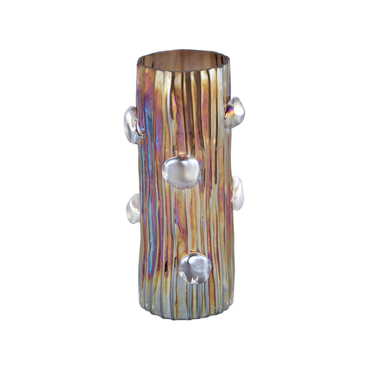 Parke Bruine Glazen Vaas Met Stippen Rond L 37x18x17.5 cm