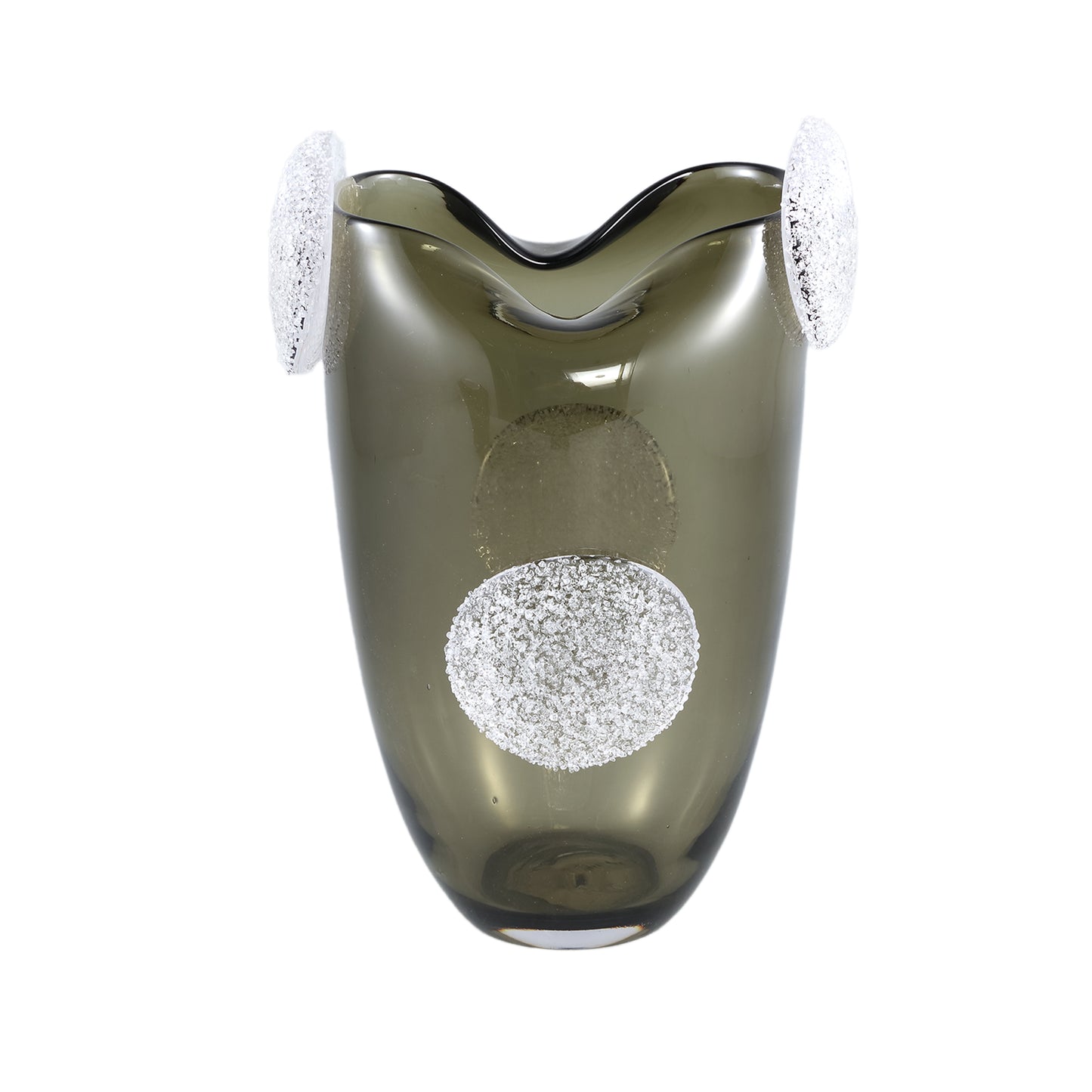 Giah Groen Massief Glas Vaas Met Deco Rounds L 30x20x19 cm