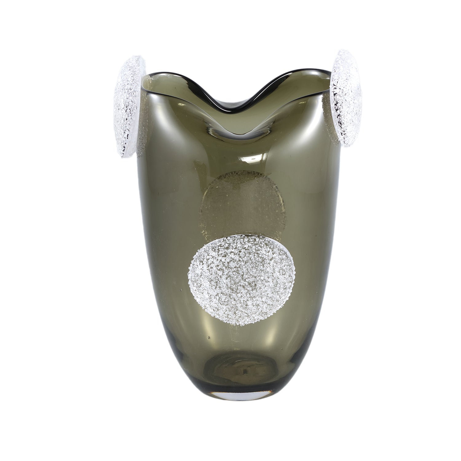 Giah Groen Massief Glas Vaas Met Deco Rounds L 30x20x19 cm