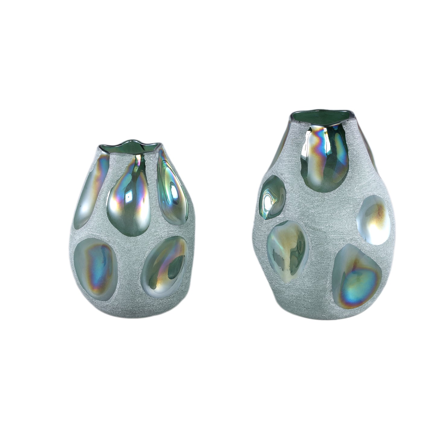 Kloi Green Solid Glass Vase Oily And Sandblasted S