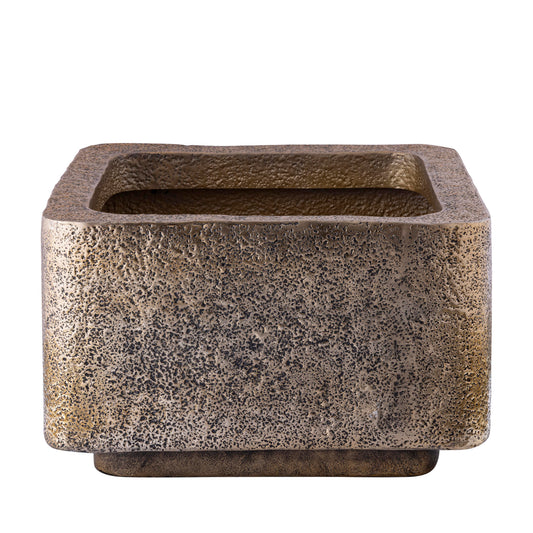Indira Gouden Aluminium Pot Laag Vierkant Set van 2 46x73x73 cm