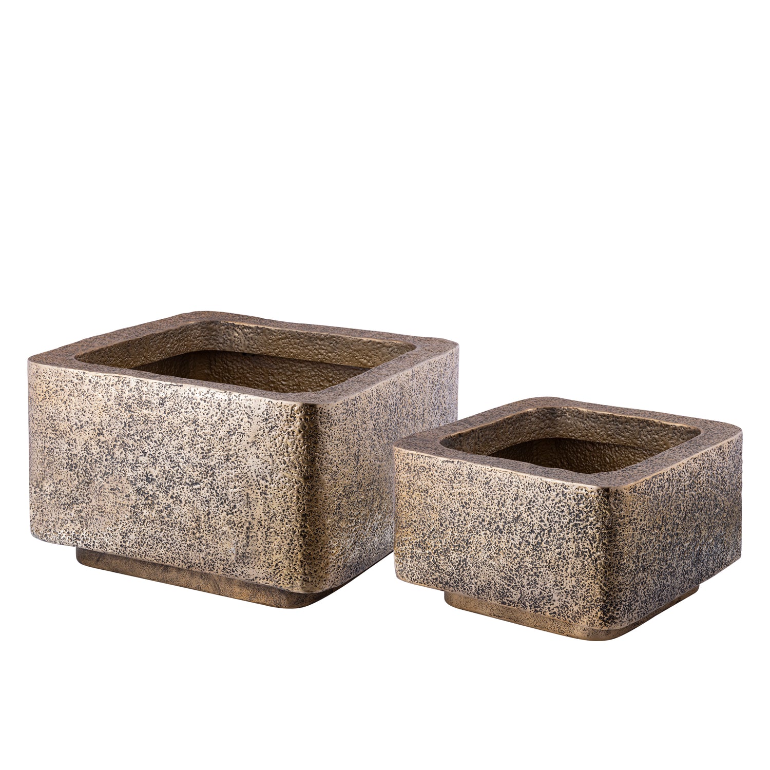 Indira Gouden Aluminium Pot Laag Vierkant Set van 2 46x73x73 cm