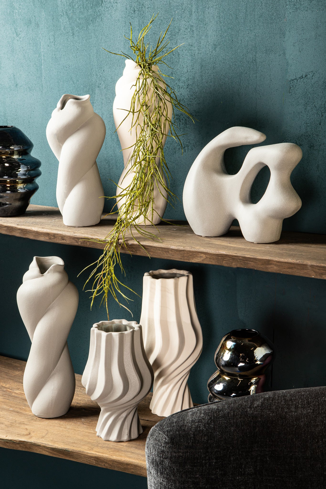 Donnella Cream Ceramic Matt Glazed Thick SwirlpotS