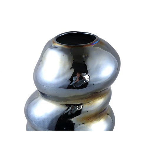 Orietta Blauw Glanzend Glas Vaas Golvend Rond L 31.5x17x17 cm