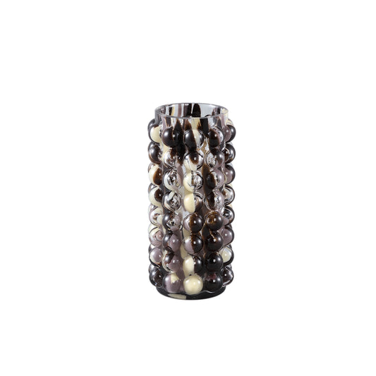 Aimin Bruine Gestippelde Glazen Vaas Mix Kleuren Rond S 20.5x11x11 cm