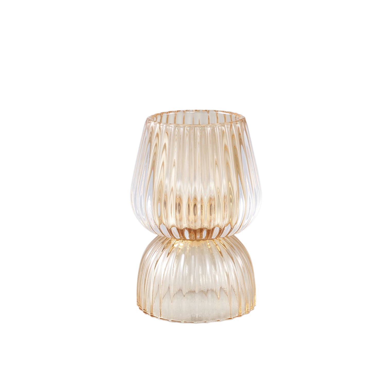 Comrad Geel GlaStrip Theelicht Rond Set van 6 Stuks - 6 Sets 13x9x9 cm