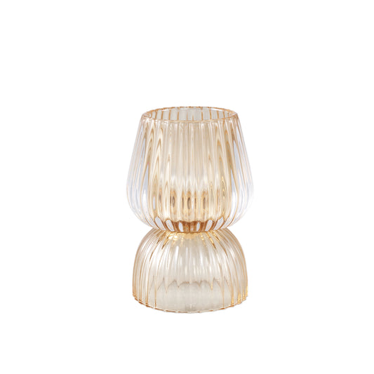 Comrad Geel GlaStrip Theelicht Rond Set van 6 Stuks - 6 Sets 13x9x9 cm