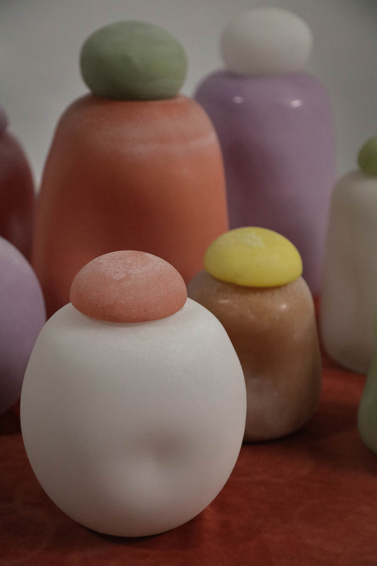 Karlie White Matte Glass Bulb Vase Orange Top