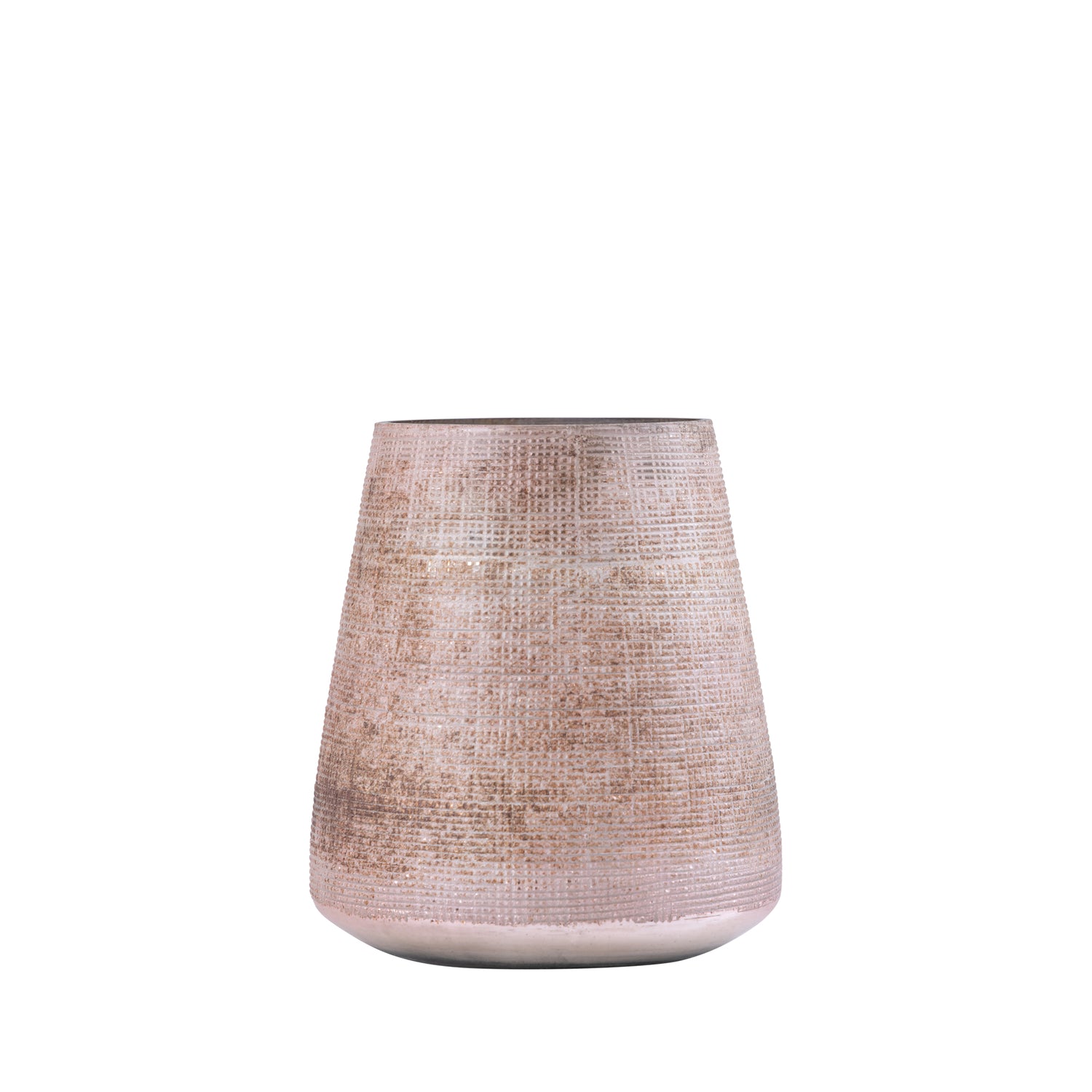 Komal Roze Glas Windlicht Stormpatroon Set van 6 Stuks - 6 Sets 15x13x13 cm