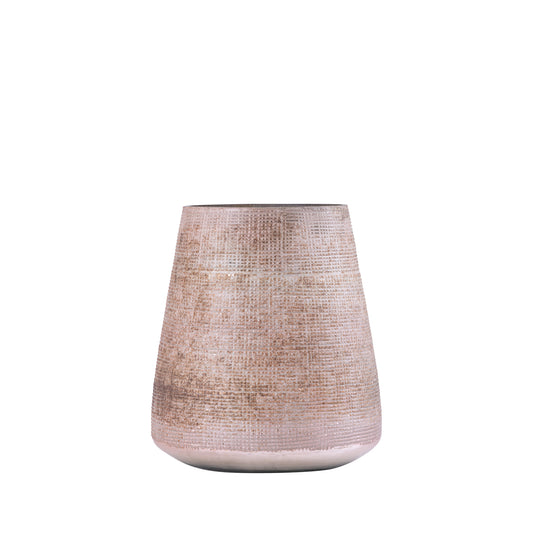 Komal Roze Glas Windlicht Stormpatroon Set van 6 Stuks - 6 Sets 15x13x13 cm