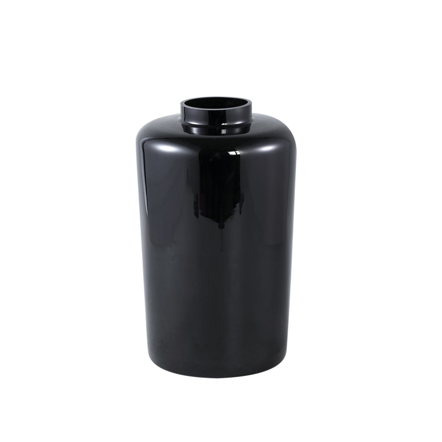 Devine Black Glass Vase Solid Black Simple Round M