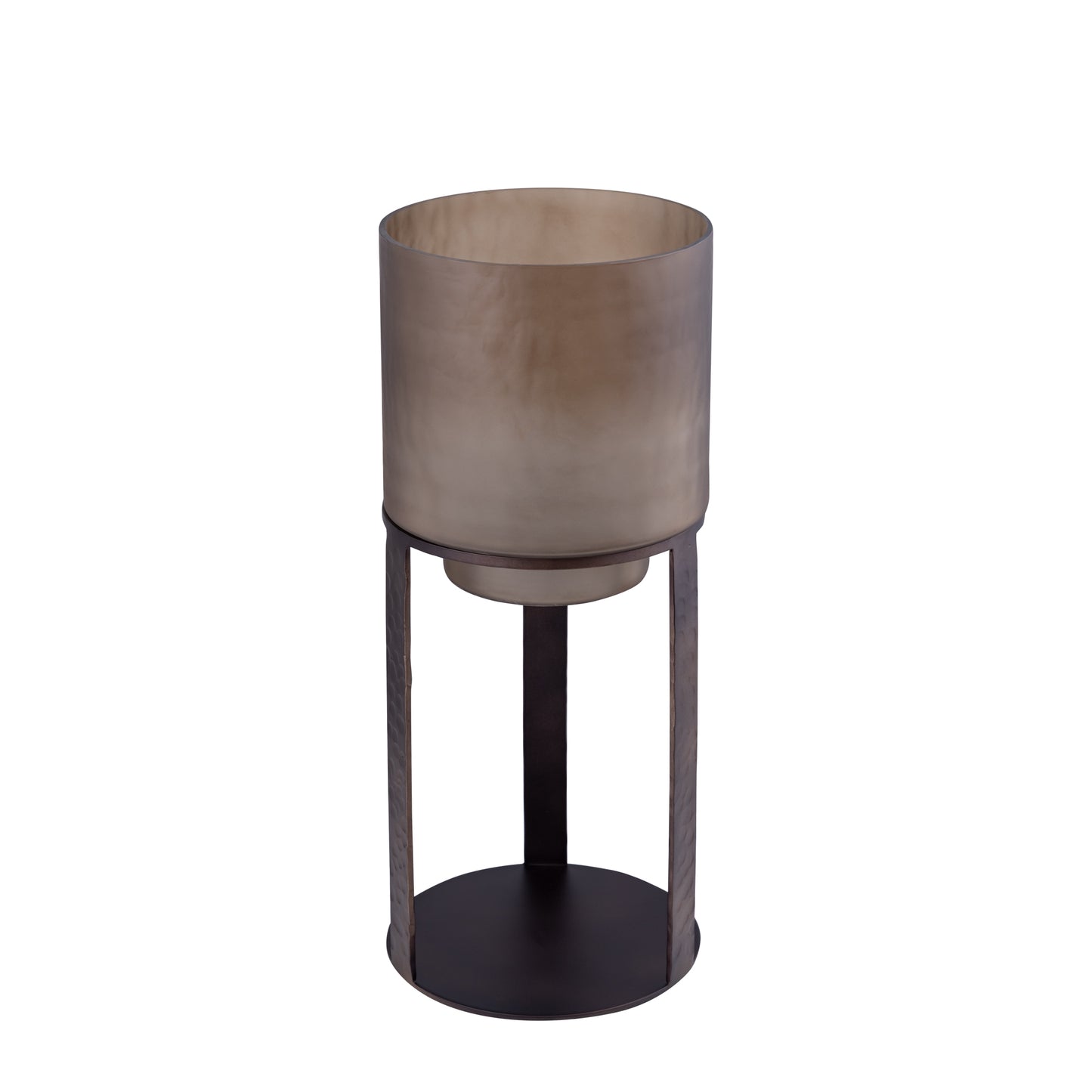 Benae Bronzen Glazen Vloerwindlicht Met Ijzeren Standaard S 64x26x26 cm