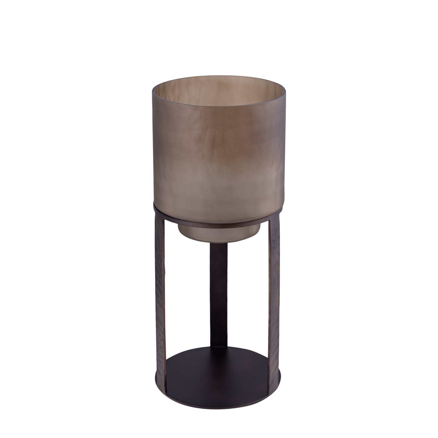 Benae Bronzen Glazen Vloerwindlicht Met Ijzeren Standaard S 64x26x26 cm