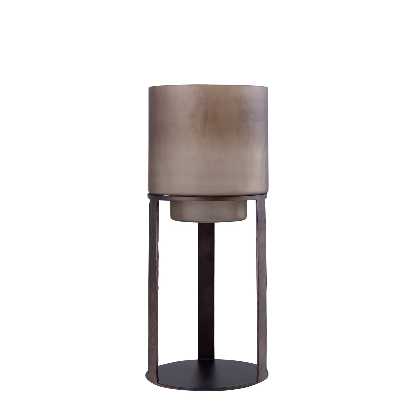 Benae Bronzen Glazen Vloerwindlicht Met Ijzeren Standaard S 64x26x26 cm